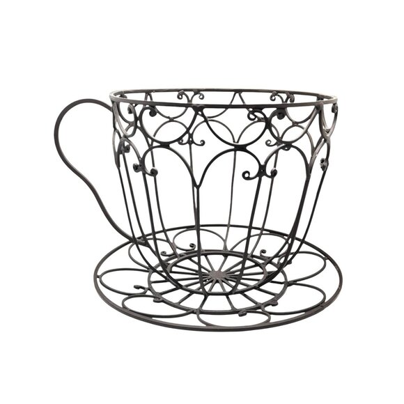 Decorative Metal Wire Teacup Shape Plant Holder For Indoor & Outdoor Use - Picture 5 of 7